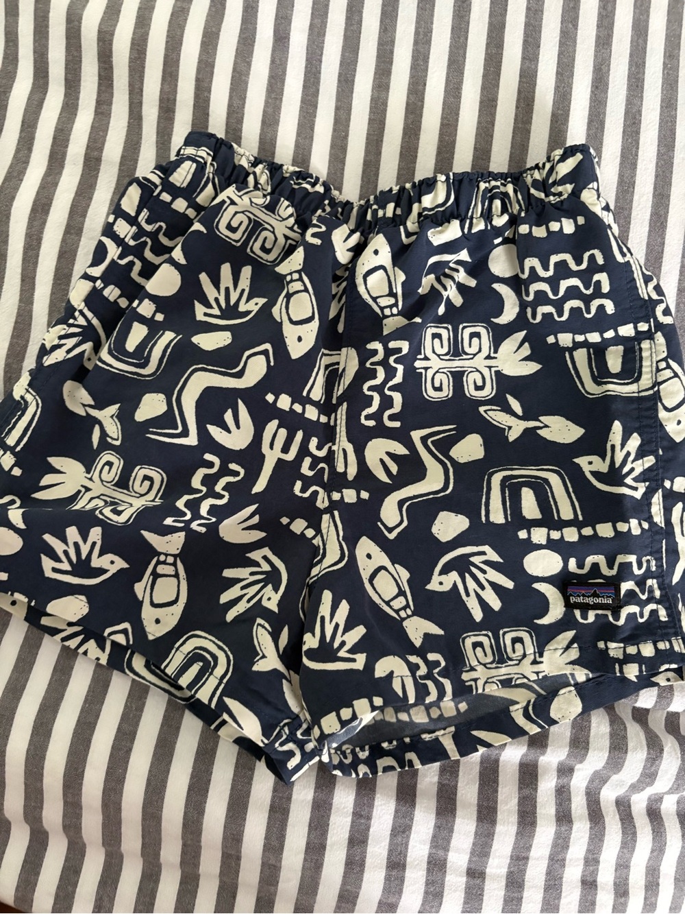 Patagonia Navy & White Abstract Print Kids Shorts